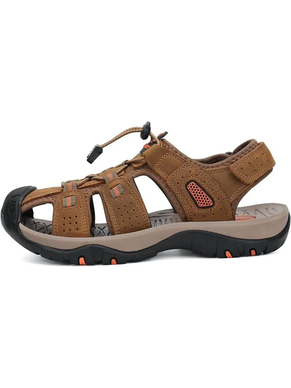 Men's Brown Closed Toe Leather Athletic Outdoor Hiking Sport Casual Sandal Shoes